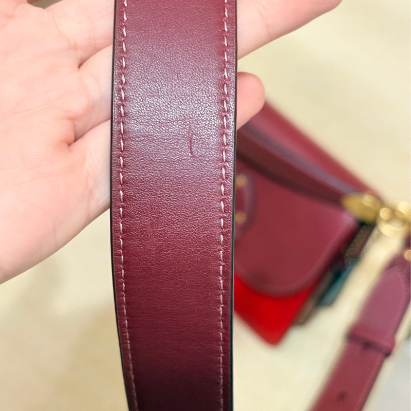 二手閒置coach紅色拼接皮革老花鍊條肩/側背包-16