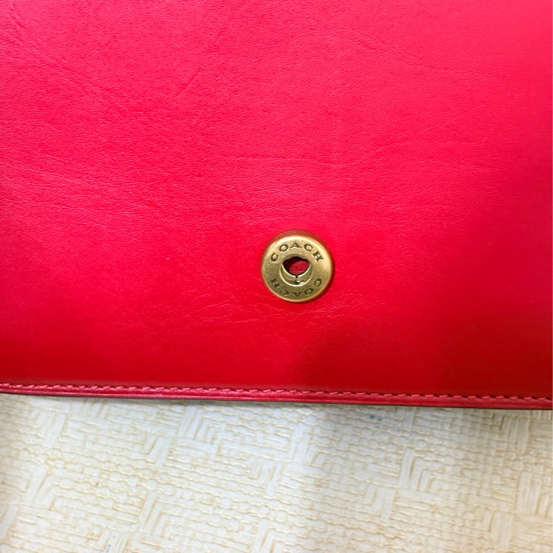 二手閒置coach紅色拼接皮革老花鍊條肩/側背包-20