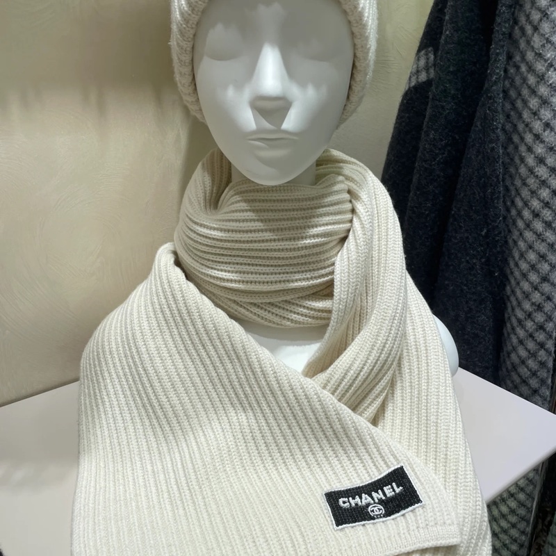 「M.Y精品」 Chanel 小香 圍巾 AA9552 奶油白-「加厚款」100%喀什米爾羊毛-3