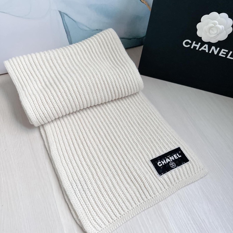 「M.Y精品」 Chanel 小香 圍巾 AA9552 奶油白-「加厚款」100%喀什米爾羊毛-5