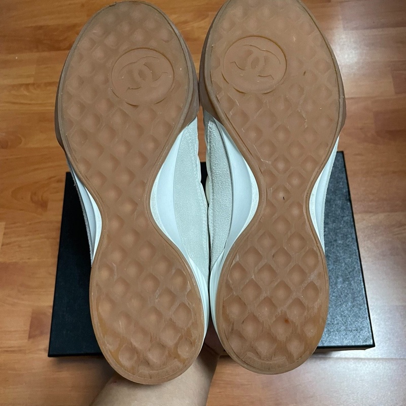 Chanel香奈兒德訓鞋 牛皮低幫休閒鞋 女款 白色 37碼-8