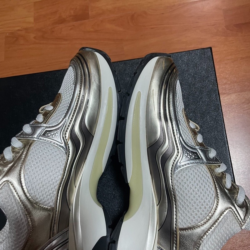 Chanel金角大王運動鞋香奈兒雙C休閒鞋 白金色 34.5碼-6