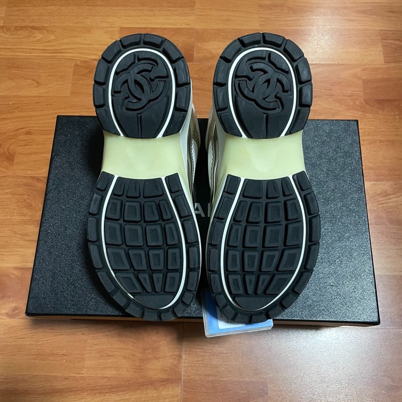 Chanel金角大王運動鞋香奈兒雙C休閒鞋 白金色 34.5碼-9