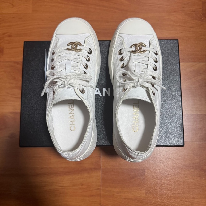 Chanel香奈兒24s大頭鞋 低幫厚底松糕板鞋 女款 白色 37.5碼-3