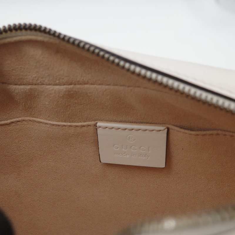 Gucci 古馳 GG Marmont 白色 金鍊 牛皮 斜背包 鍊條包 相機包-13