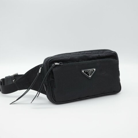 Prada 普拉達 Re-Nylon 黑色 再生尼龍  Saffiano 皮革 三用 肩斜 後背包 胸口包 腰包