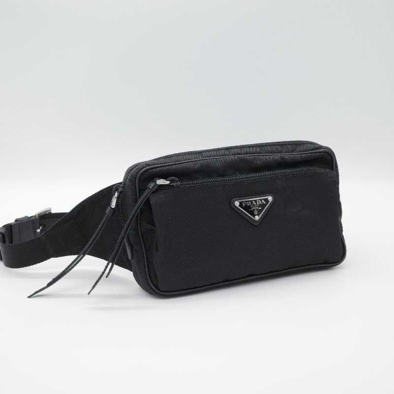 Prada 普拉達 Re-Nylon 黑色 再生尼龍  Saffiano 皮革 三用 肩斜 後背包 胸口包 腰包-1