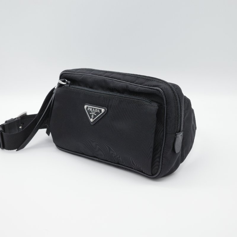Prada 普拉達 Re-Nylon 黑色 再生尼龍  Saffiano 皮革 三用 肩斜 後背包 胸口包 腰包-2