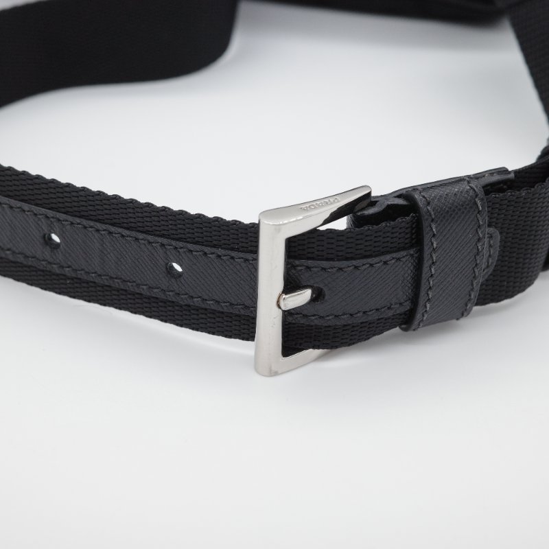 Prada 普拉達 Re-Nylon 黑色 再生尼龍  Saffiano 皮革 三用 肩斜 後背包 胸口包 腰包-5