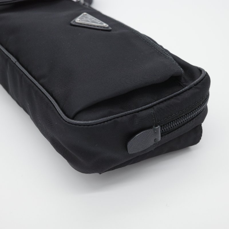 Prada 普拉達 Re-Nylon 黑色 再生尼龍  Saffiano 皮革 三用 肩斜 後背包 胸口包 腰包-8