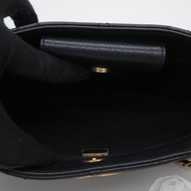 Chanel 香奈兒 Hobo 黑色 荔枝牛皮 月亮包 單肩包 腋下包-12