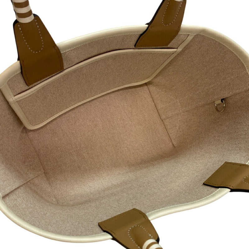 愛馬仕 B 字印記尖頂 25 手提包/托特包/肩包，米色，女士，Z0014848-2