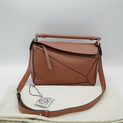 Loewe 羅威 小號 Puzzle 棕褐色 焦糖色 小牛皮 手提包 肩背包