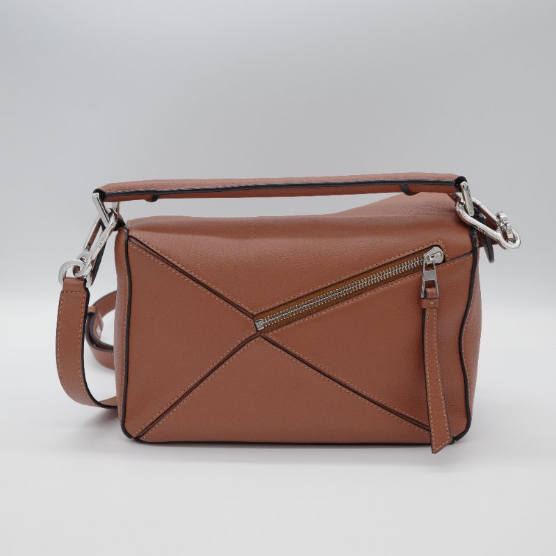 Loewe 羅威 小號 Puzzle 棕褐色 焦糖色 小牛皮 手提包 肩背包-5