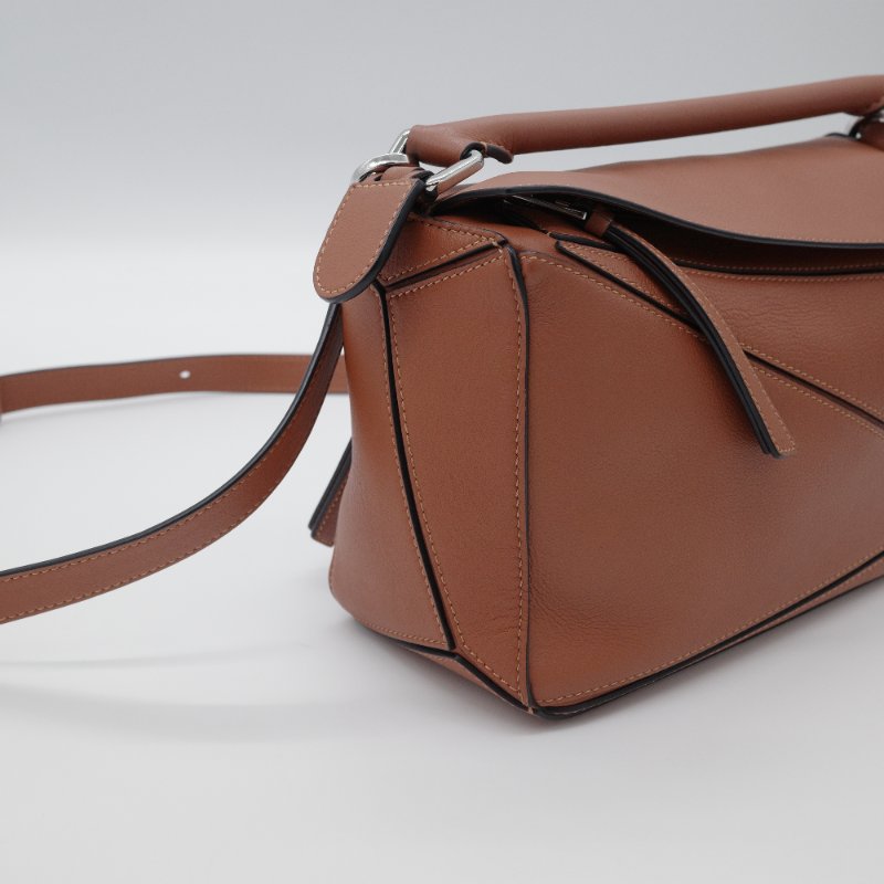 Loewe 羅威 小號 Puzzle 棕褐色 焦糖色 小牛皮 手提包 肩背包-8