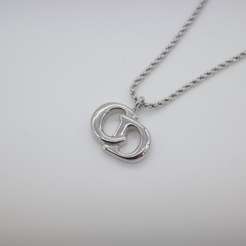 Dior 迪奧 CD 立體經典Logo 銀色 扭繩鏈項鍊-2