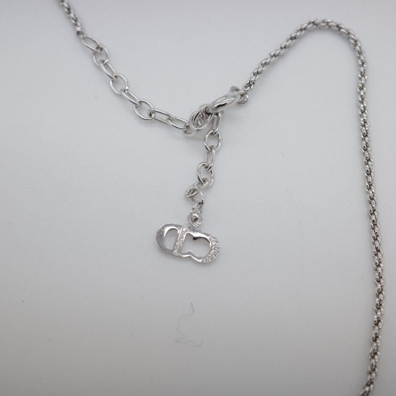 Dior 迪奧 CD 立體經典Logo 銀色 扭繩鏈項鍊-5