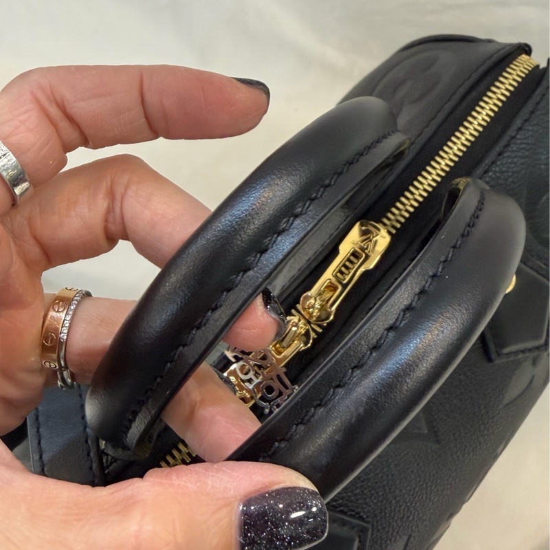 Lv 經典款 M58951 SPEEDY Bondouliere25 黑色 皮革 壓紋波士頓-16