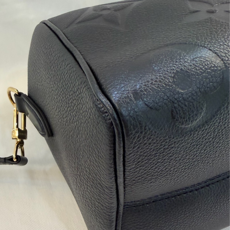 Lv 經典款 M58951 SPEEDY Bondouliere25 黑色 皮革 壓紋波士頓-20