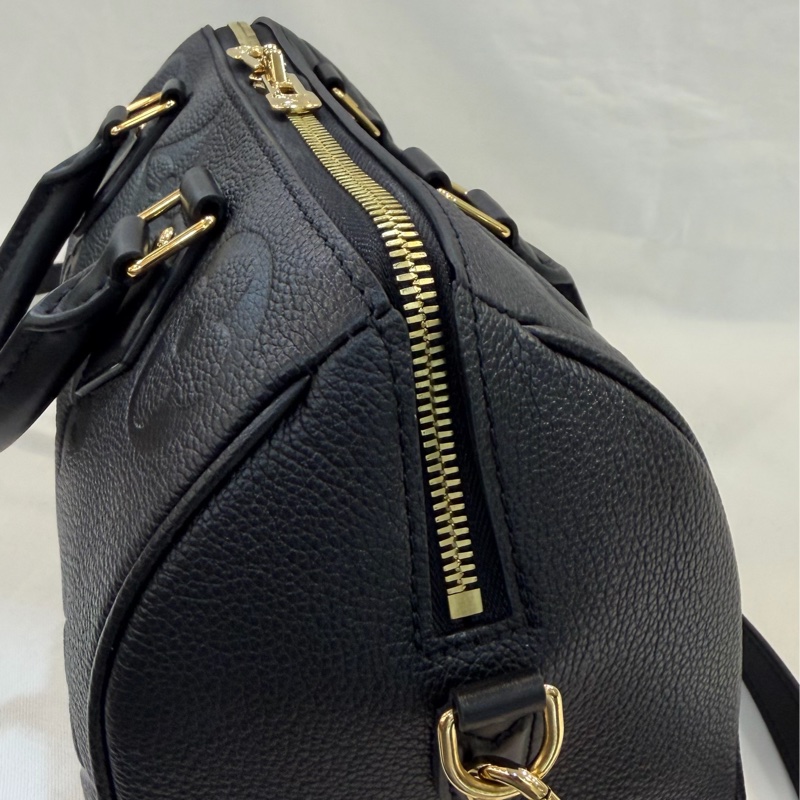 Lv 經典款 M58951 SPEEDY Bondouliere25 黑色 皮革 壓紋波士頓-21