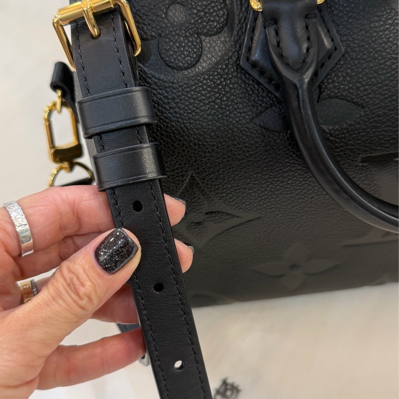 Lv 經典款 M58951 SPEEDY Bondouliere25 黑色 皮革 壓紋波士頓-41