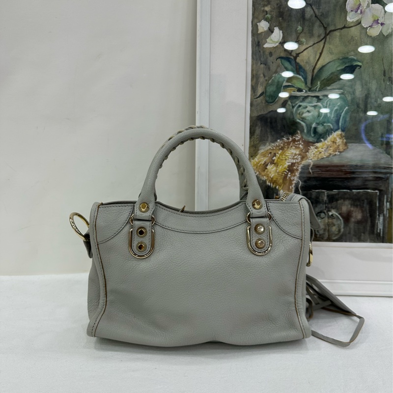 Balenciaga 巴黎世家灰色小號機車包 缺肩帶 尺寸：約24*16*7cm左右-3