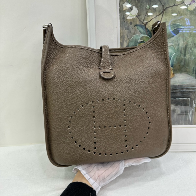 愛馬仕 evelyne 29大象灰銀扣伊芙琳單肩斜背包-7