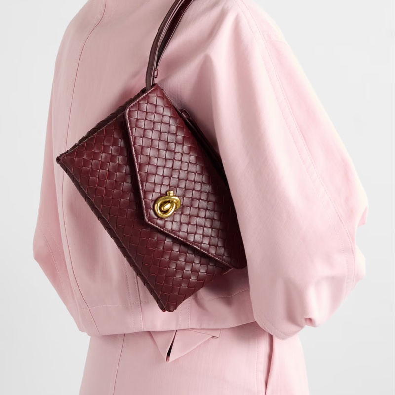 新款Bv信封手提斜背包 巴羅洛酒紅-13