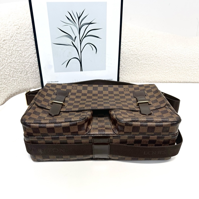 95新路易威登/LV Broadway 棕棋盤 郵差包手提包單肩斜挎包 公文包 底長35cm-2