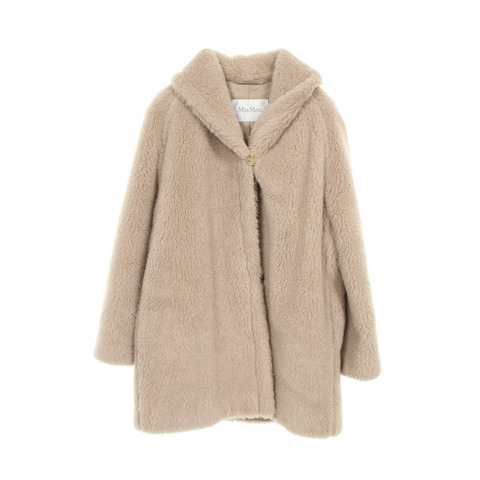 MAX MARA 泰迪熊圖案其他外套 羊毛 絲綢 羊駝毛 米色 二手 女款