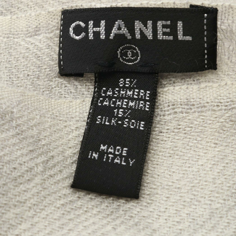 香奈兒 COCO 標誌山茶花圍巾披肩真絲羊絨灰色二手女-2
