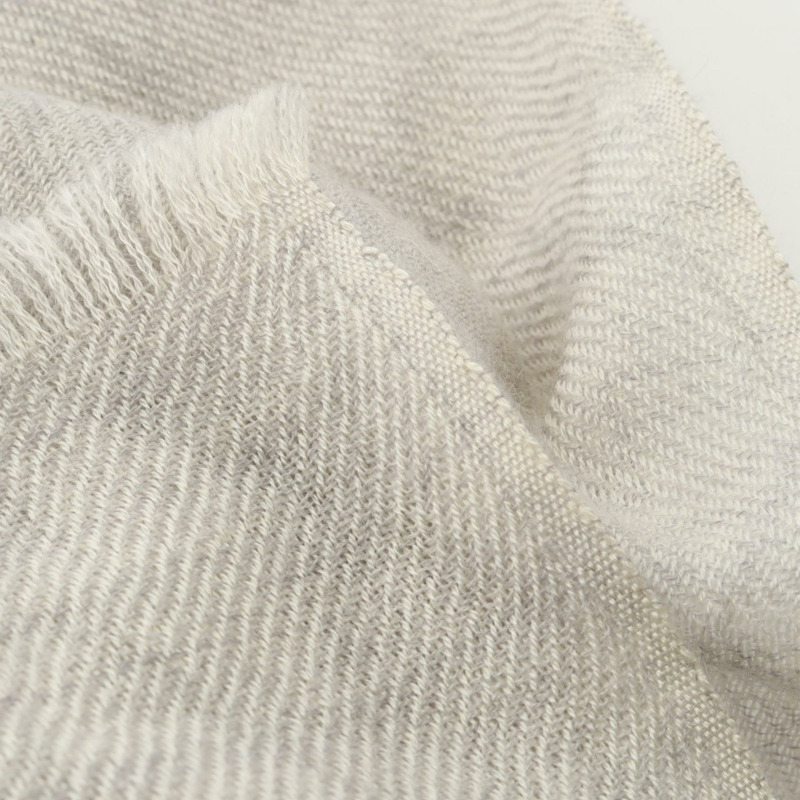 香奈兒 COCO 標誌山茶花圍巾披肩真絲羊絨灰色二手女-3