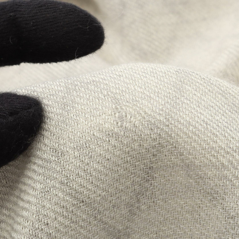 香奈兒 COCO 標誌山茶花圍巾披肩真絲羊絨灰色二手女-4