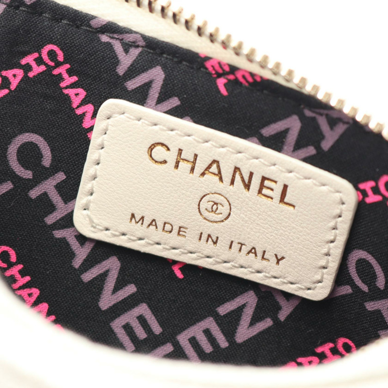 香奈兒 (CHANEL) Matelasse 零錢包 白色粒面小牛皮 二手 女士 金色五金 CC-3