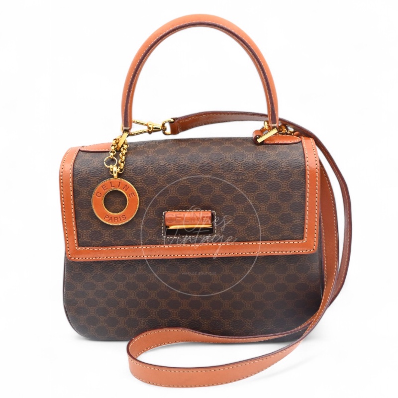 [Pre-owned] Celine Vintage Macadam Turn Lock Handbag-0