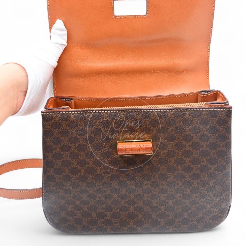 [Pre-owned] Celine Vintage Macadam Turn Lock Handbag-16