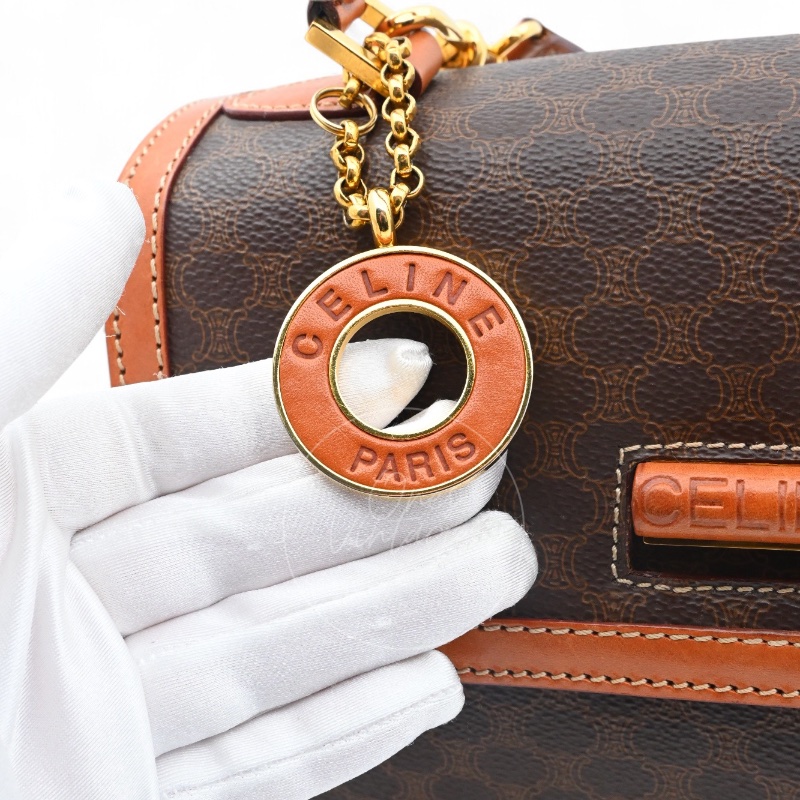 [Pre-owned] Celine Vintage Macadam Turn Lock Handbag-17