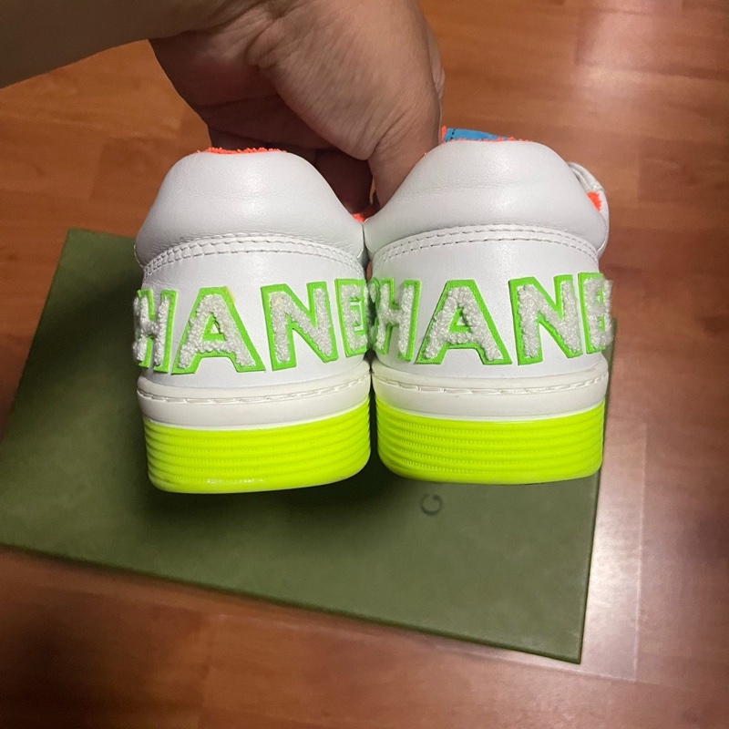香奈兒正品Chanel休閒鞋 白色 粉綠色 37碼 98新-6