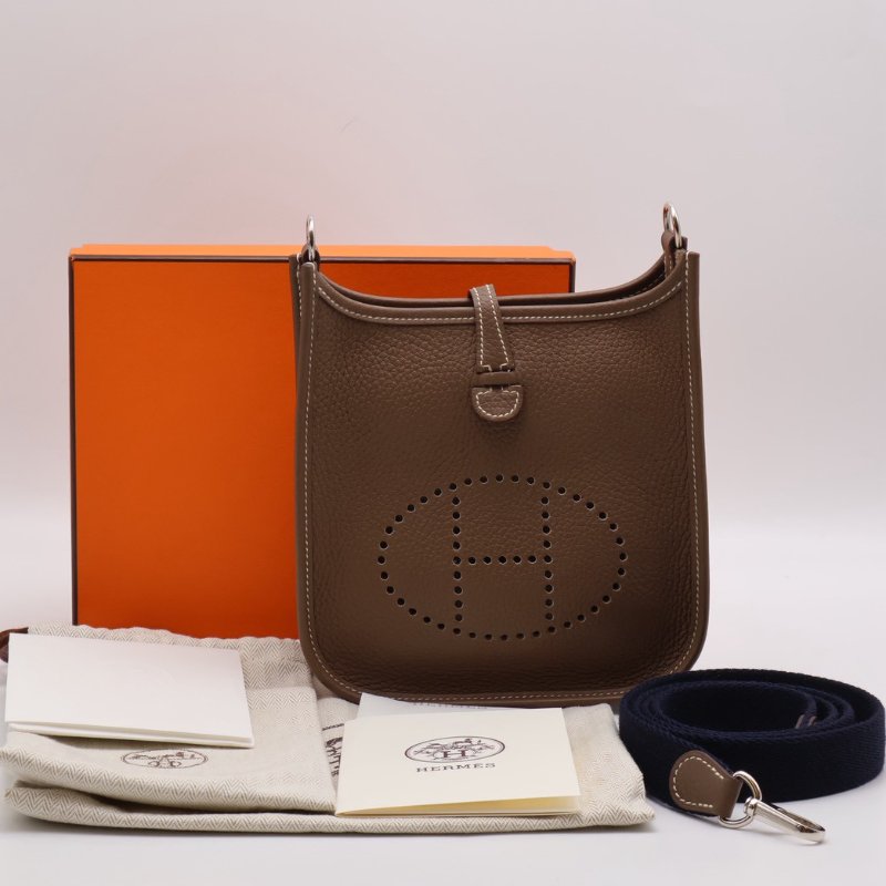HERMES Mini evelyne - 灰銀配深藍背帶 U-11