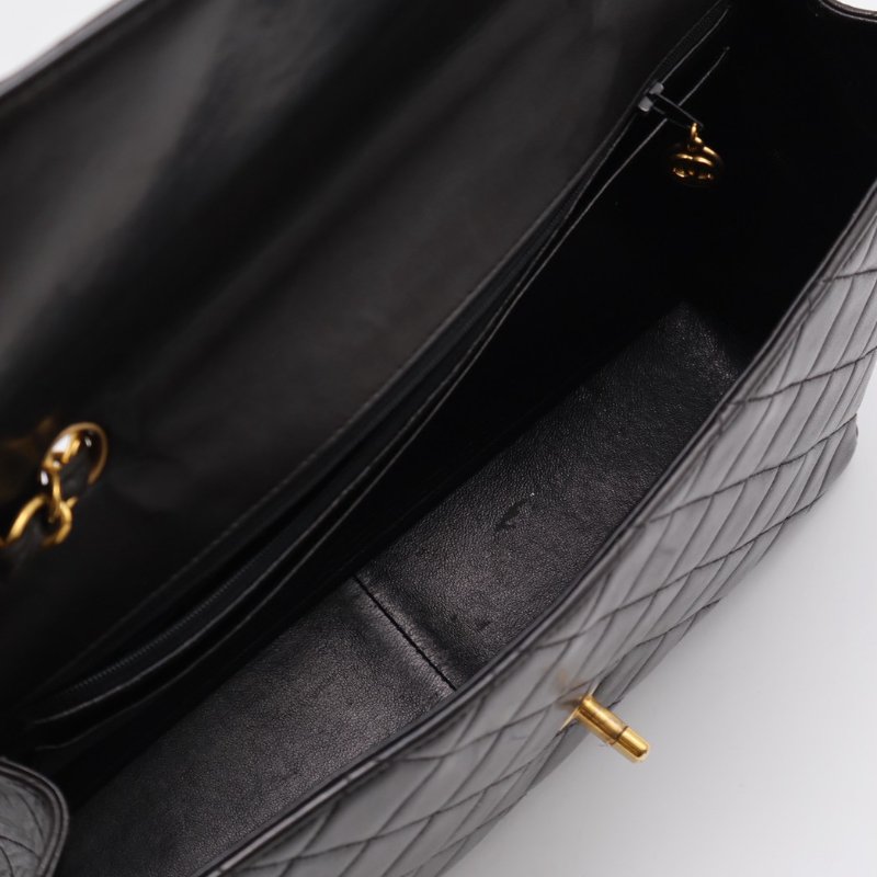 CHANEL 復古口蓋單肩包 - 黑金3開-2