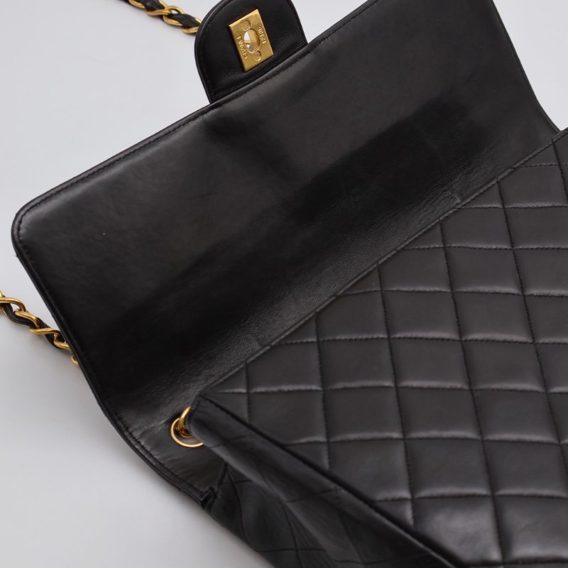 CHANEL 復古口蓋單肩包 - 黑金3開-3