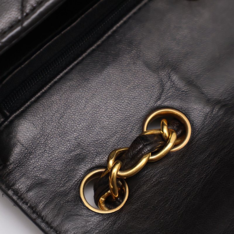 CHANEL 復古口蓋單肩包 - 黑金3開-4