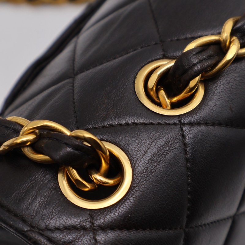 CHANEL 復古口蓋單肩包 - 黑金3開-8