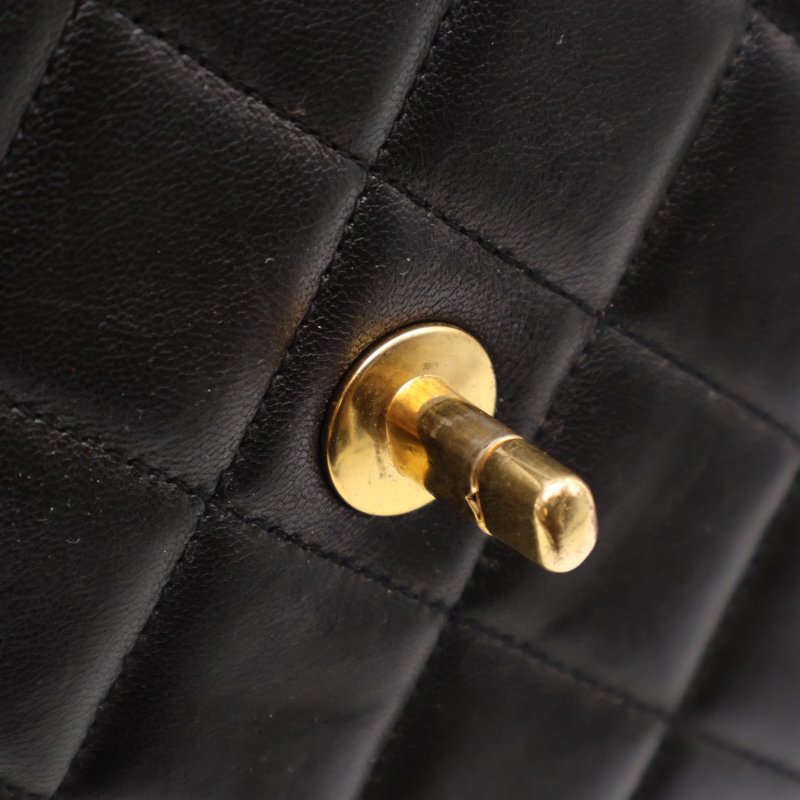 CHANEL 復古口蓋單肩包 - 黑金3開-12