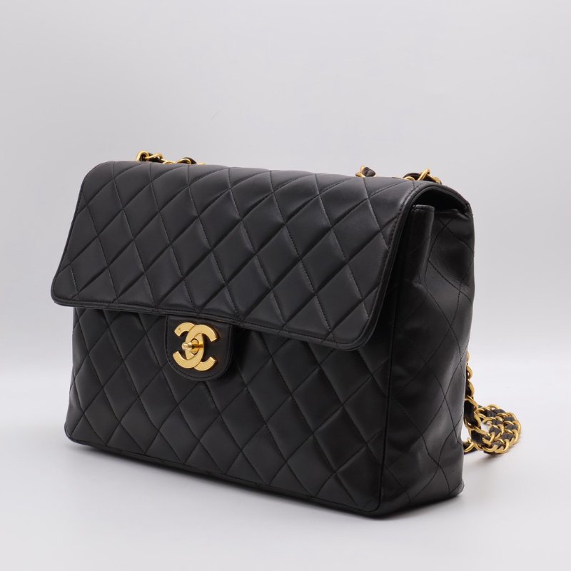 CHANEL 復古口蓋單肩包 - 黑金3開-18