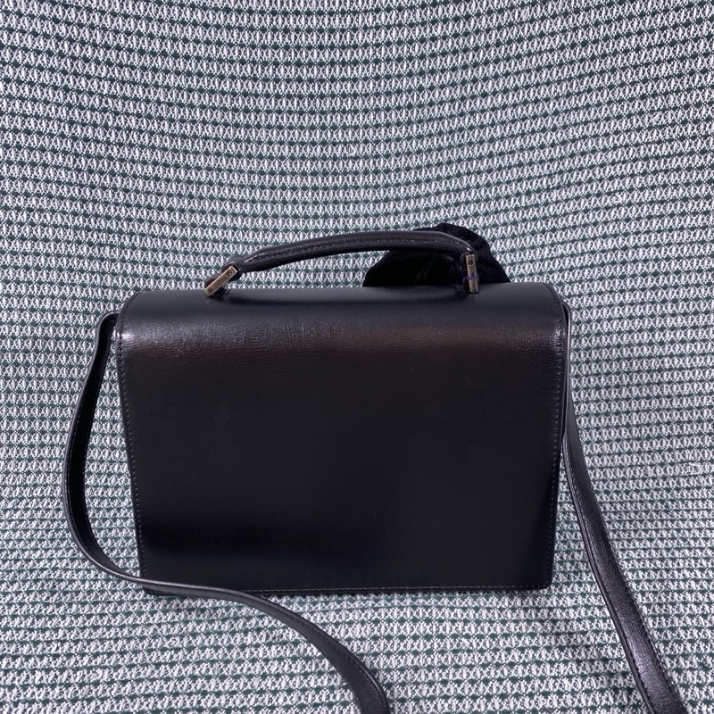 YSL聖羅蘭 黑銀全皮belle chasse郵差包 肩背包 斜背包-1