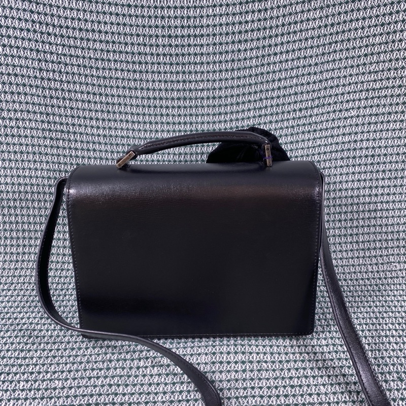 YSL聖羅蘭 黑銀全皮belle chasse郵差包 肩背包 斜背包-7