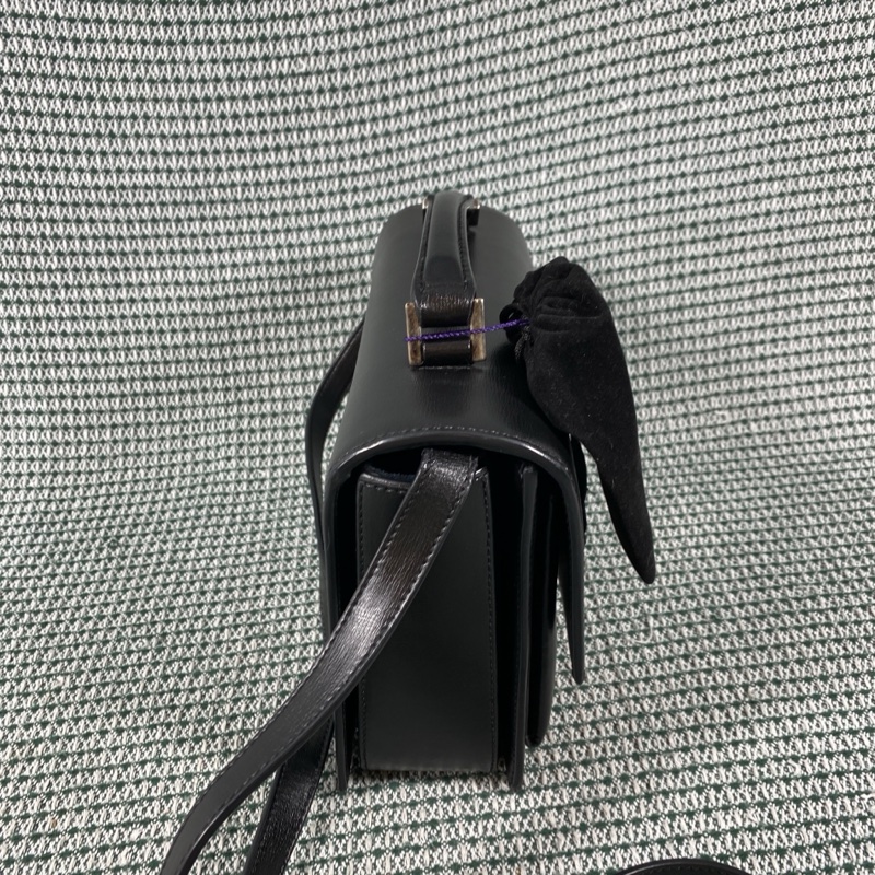 YSL聖羅蘭 黑銀全皮belle chasse郵差包 肩背包 斜背包-12