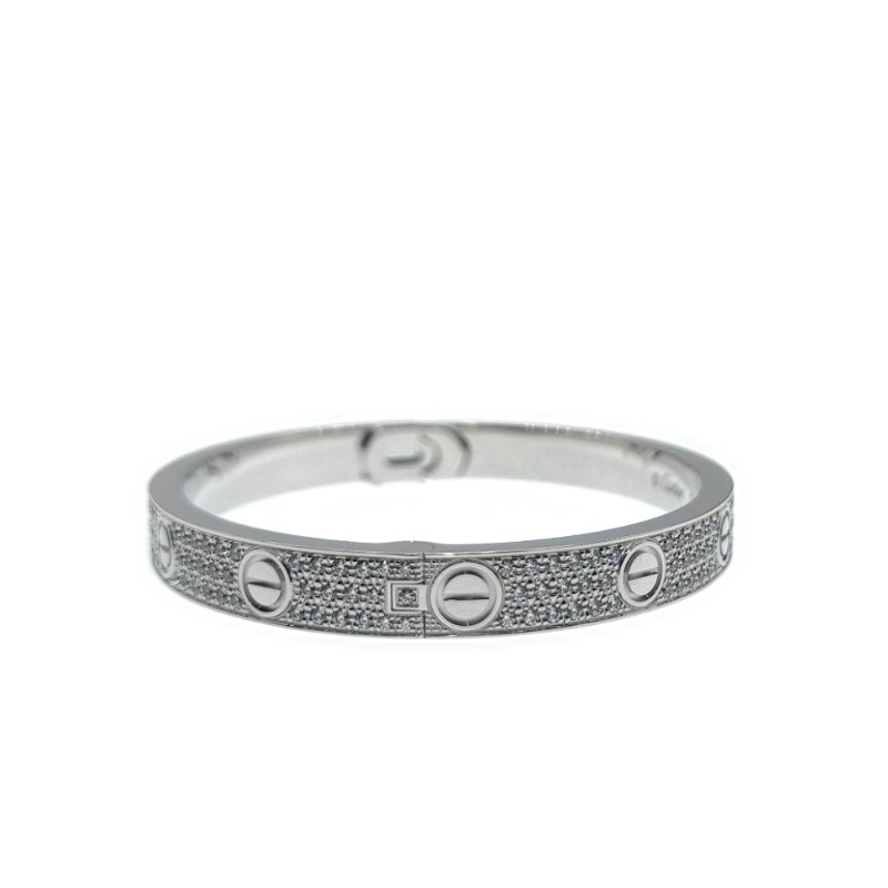 Cartier 卡地亞 love 18K白金 寬版滿天星鑽石手環 Size 17 Bracelet-1