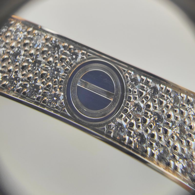 Cartier 卡地亞 love 18K白金 寬版滿天星鑽石手環 Size 17 Bracelet-5